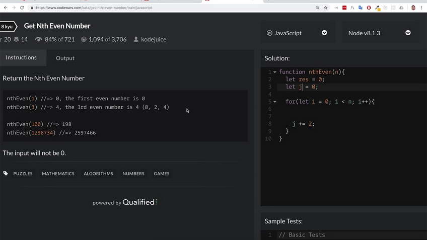 Codewars kata: Get Nth Even Number