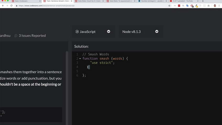 Codewars kata: Sentence Smash
