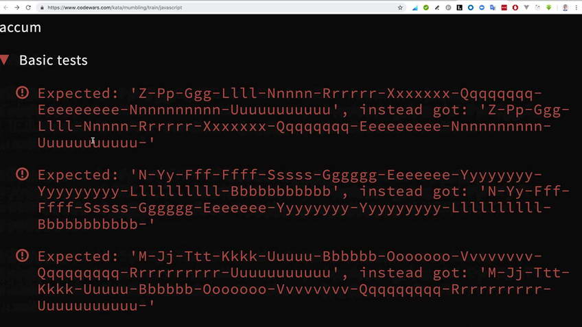 Solving JavaScript exercises. Codewars: Mumbling