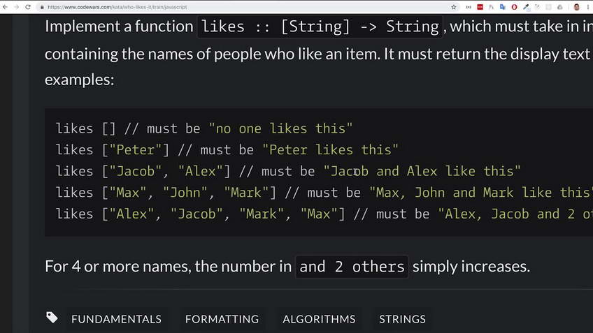 Codewars kata: Who likes it?