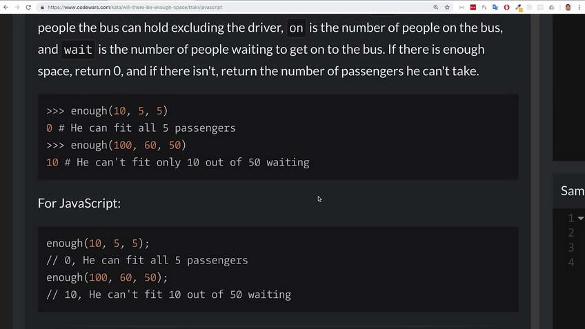 Codewars kata: Will there be enough space?