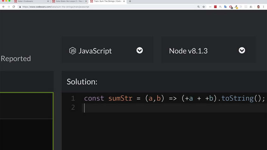 Codewars kata: Sum The Strings
