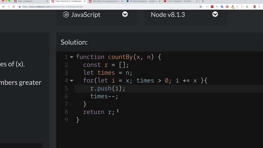 Codewars kata: Count by X