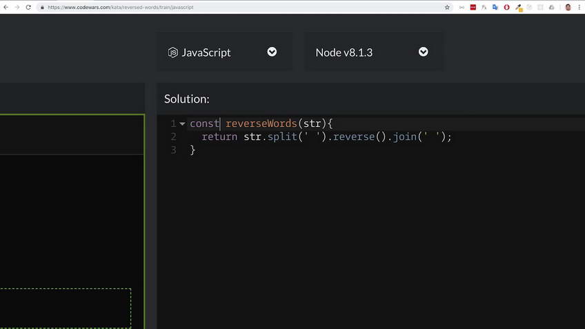 Codewars kata: Reversed Words